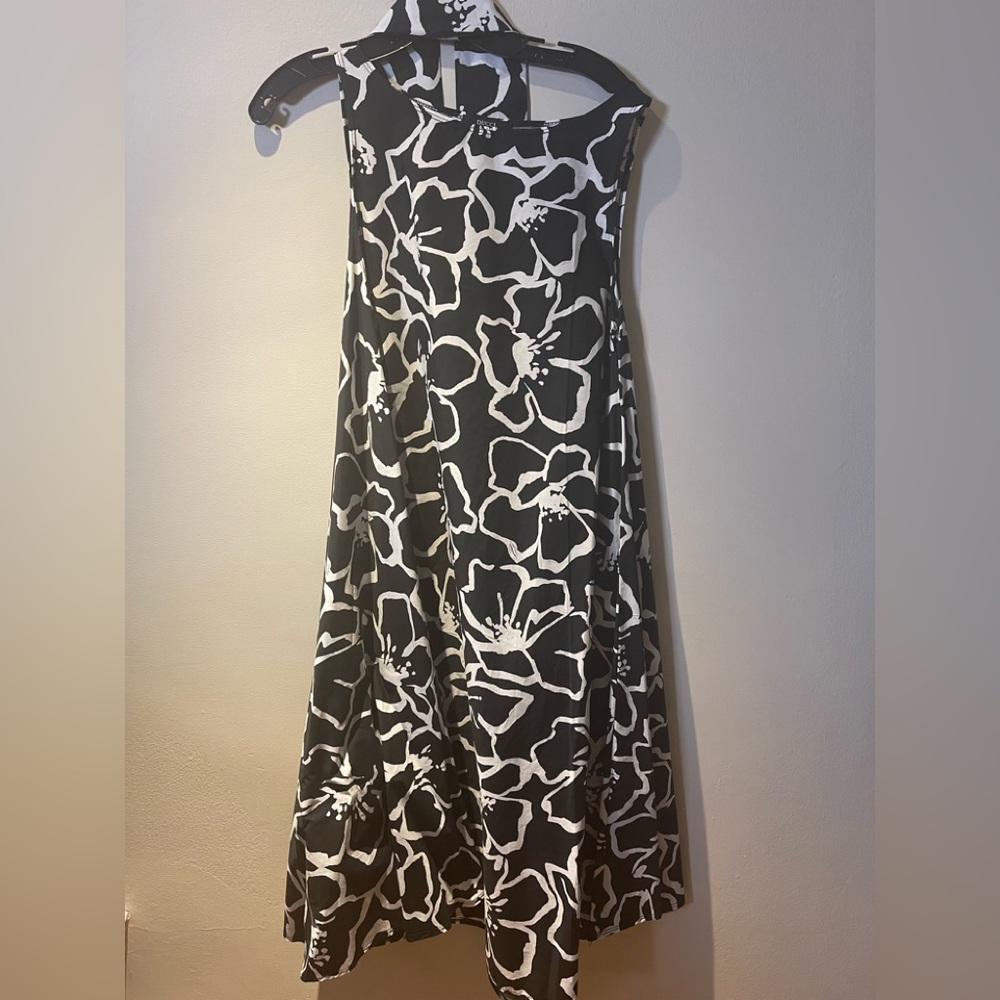 A- Line Dress Black & White Flowers